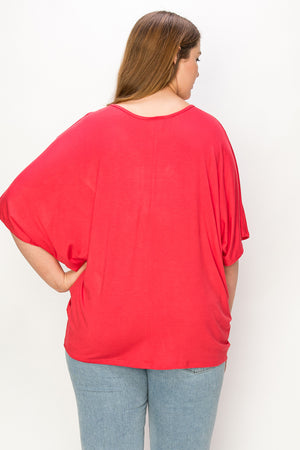 Plus size Short sleeve crew neck dolman top