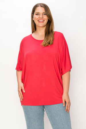 Plus size Short sleeve crew neck dolman top