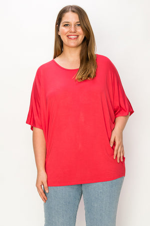 Plus size Short sleeve crew neck dolman top