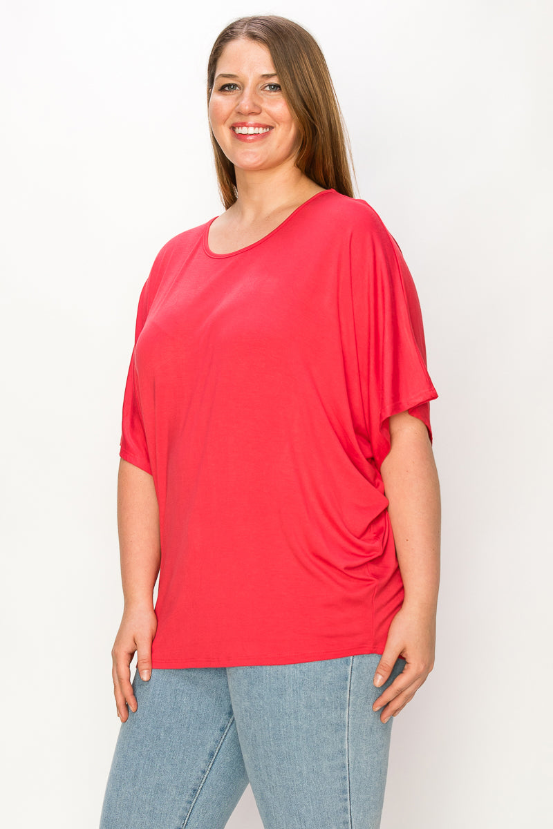 Plus size Short sleeve crew neck dolman top