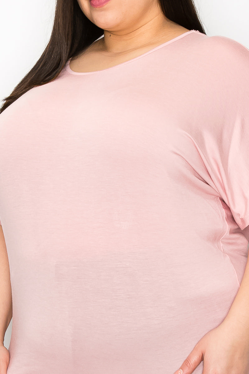 Plus size Short sleeve crew neck dolman mauve top