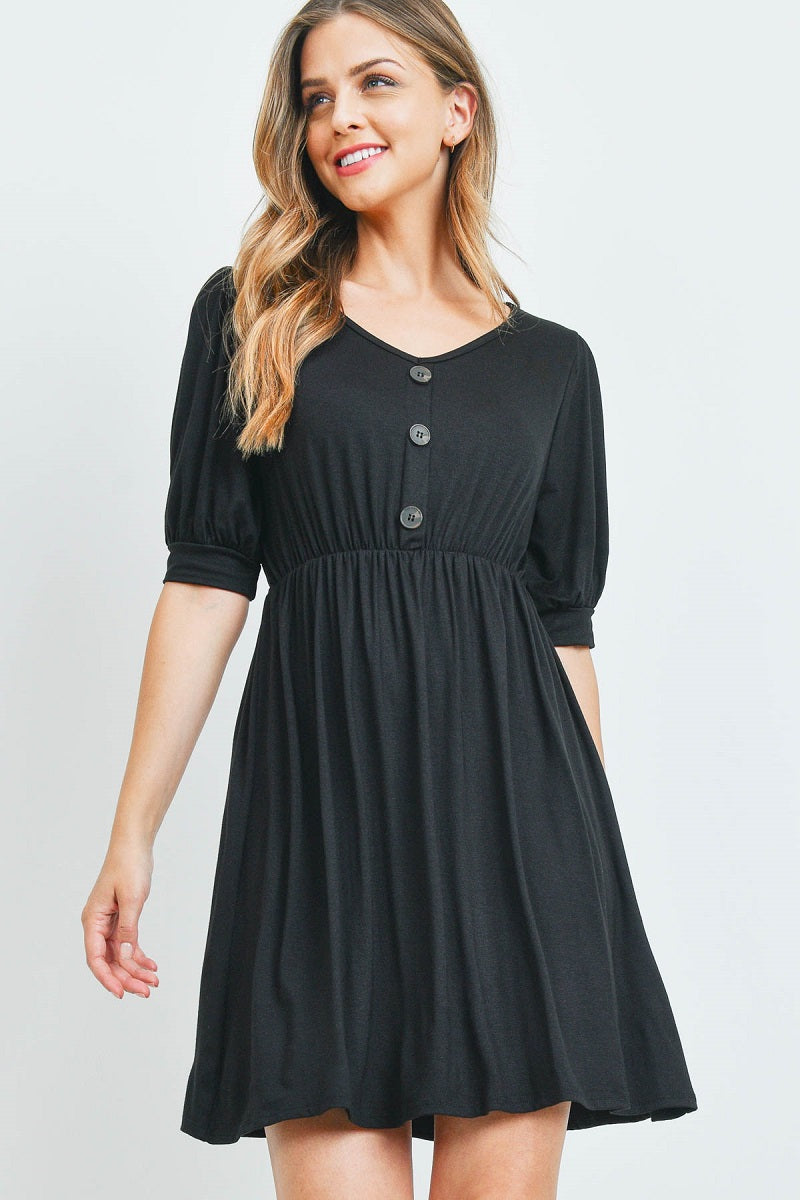 Short Sleeve button front peasant dress