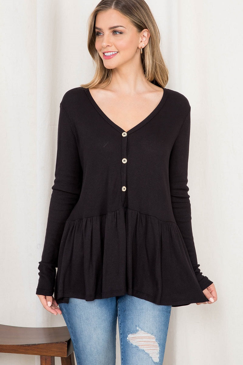 Long Sleeve Thermal Emma black Top