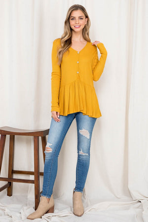 Long Sleeve Thermal Emma Mustard Top