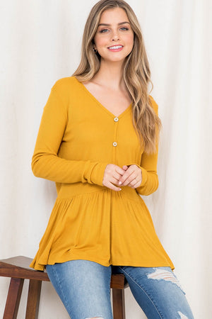 Long Sleeve Thermal Emma Mustard Top