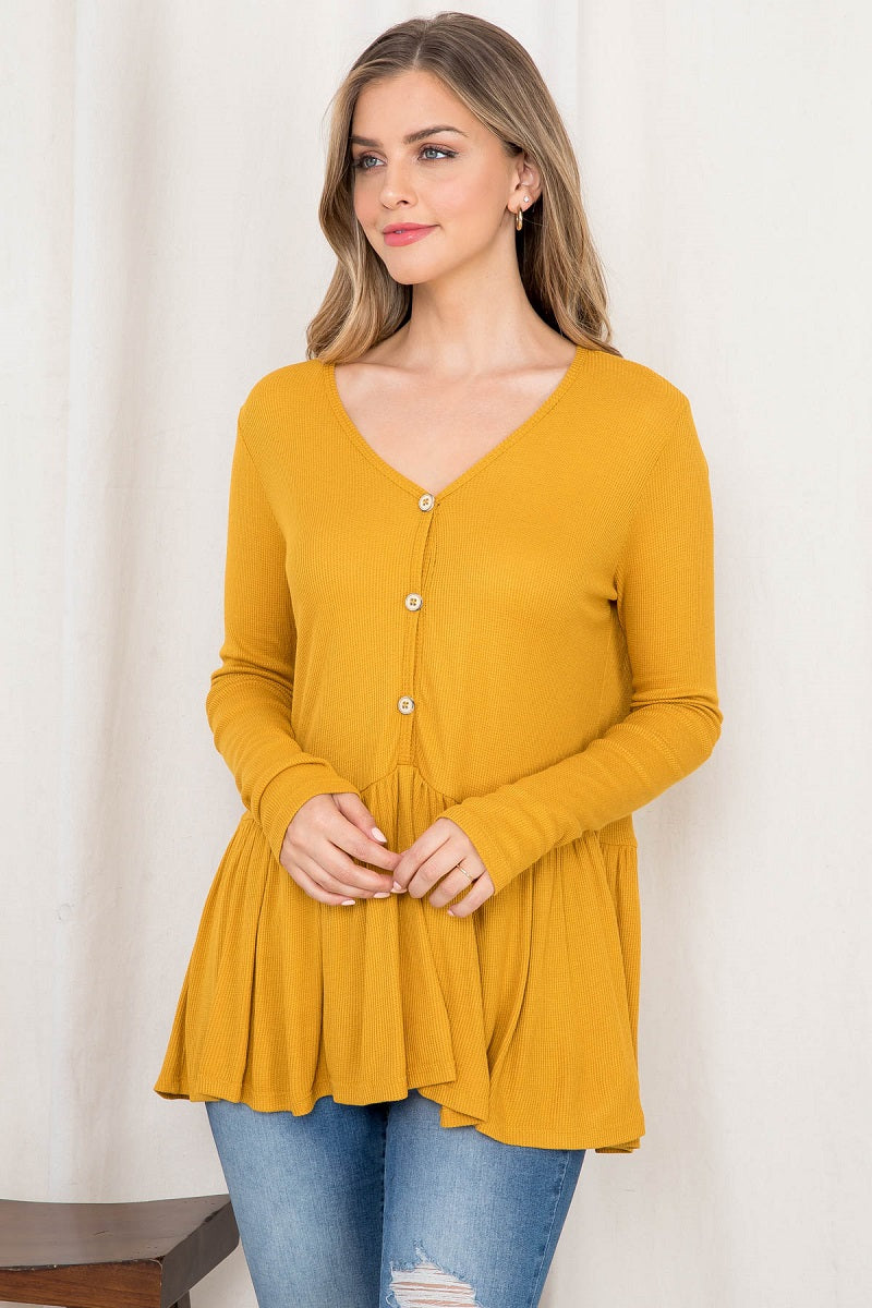 Long Sleeve Thermal Emma Mustard Top