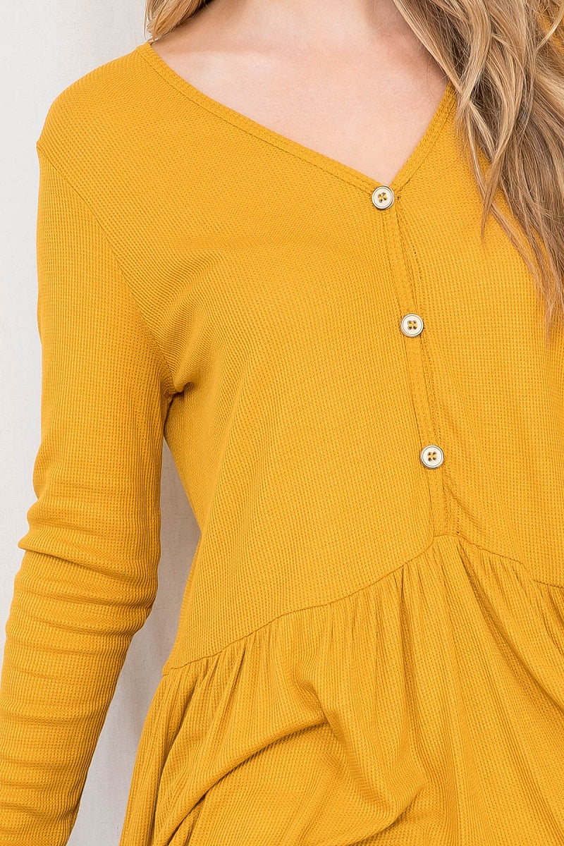 Long Sleeve Thermal Emma Mustard Top