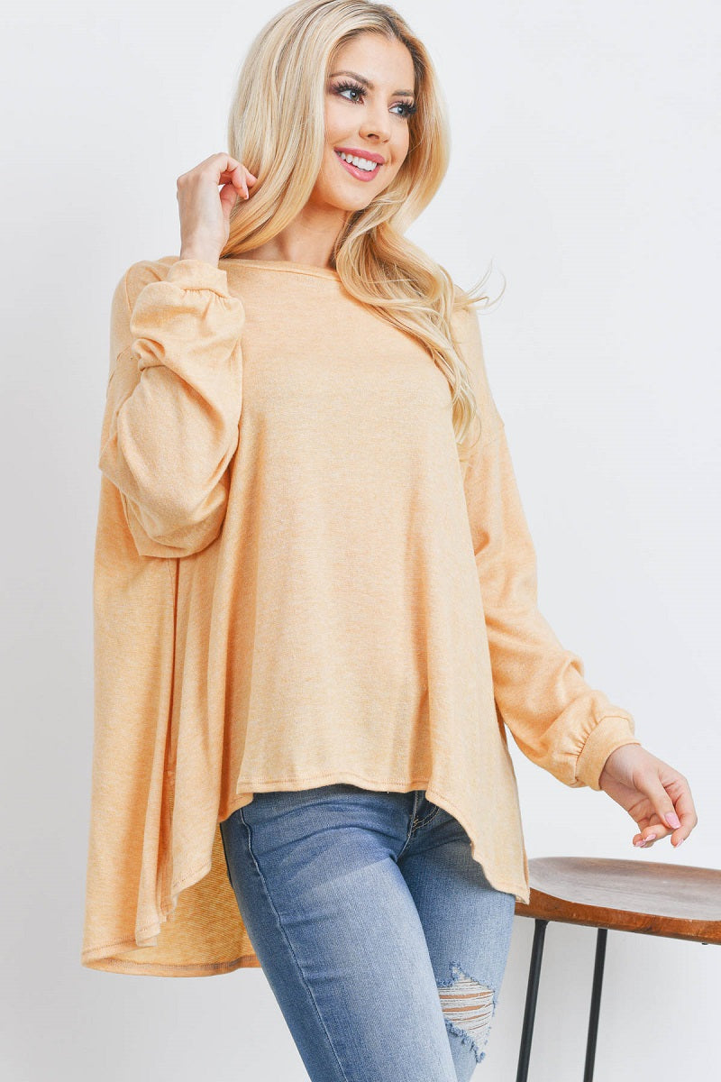 Long sleeve melangi sweater mustard knit top