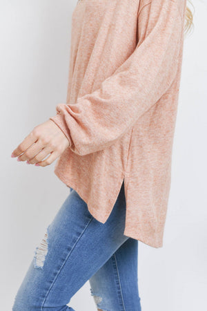 Long sleeve melangi sweater mauve knit top