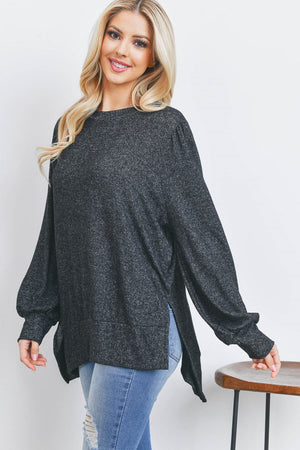 Long sleeve asymmetrical sweater top black