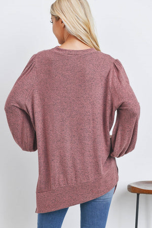 Long sleeve asymmetrical sweater top Mauve