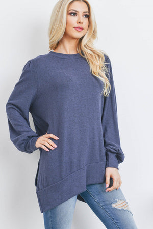 Long sleeve asymmetrical sweater top Navy