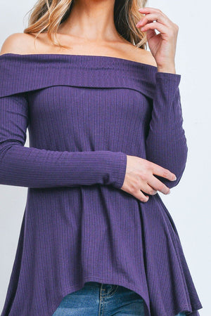 Off shoulder SharkBite pointelle Plum