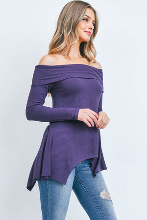 Off shoulder SharkBite pointelle Plum