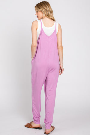 Sleeveless pocket lavender jumpsuit