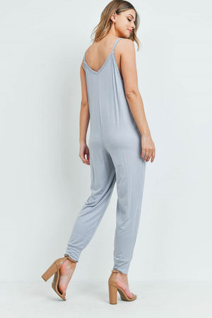 Sleeveless pocket silver jumpsuit