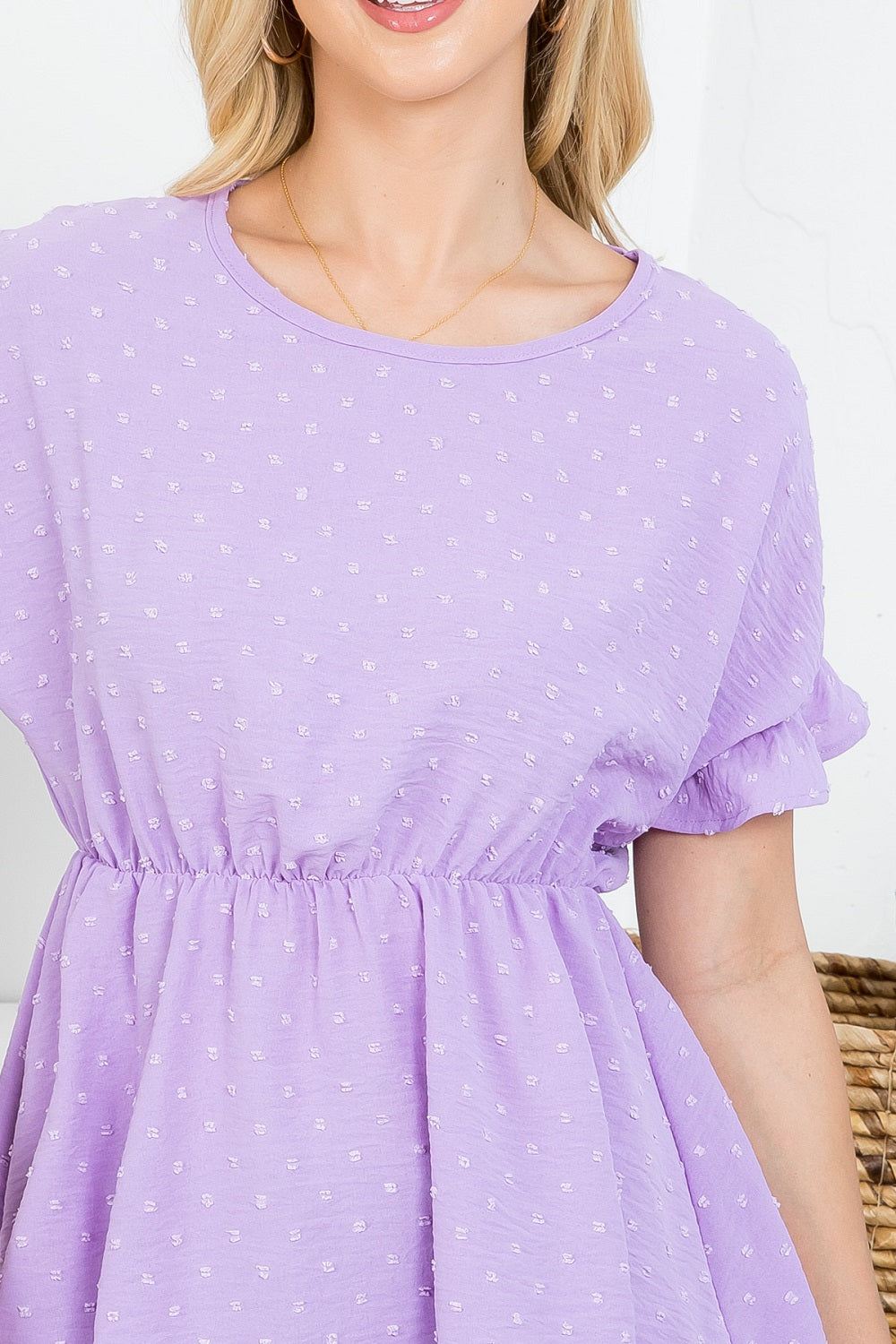 Ruffle sleeve empire waist swiss dot Lilac