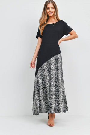 Short sleeve snake print maxi dress