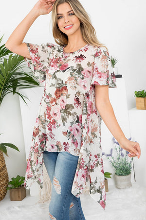 Shark bite flower print top