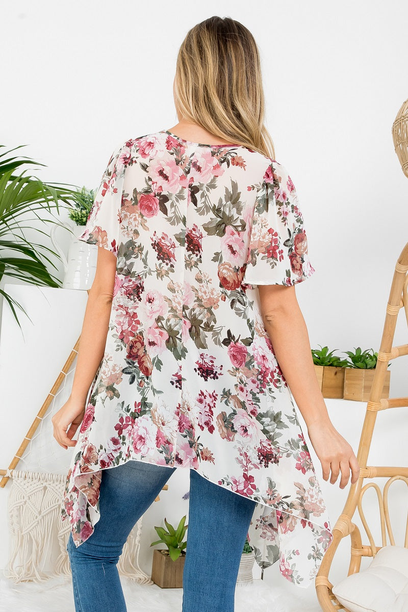 Shark bite flower print top