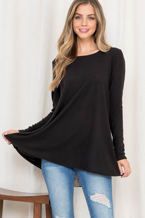 Long Sleeve A line contrast back black top