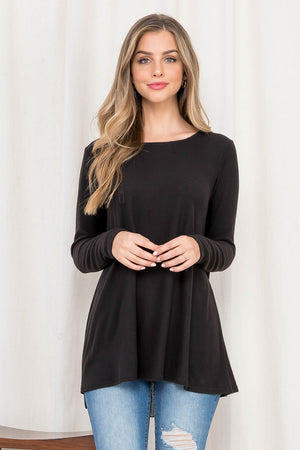 Long Sleeve A line contrast back black top