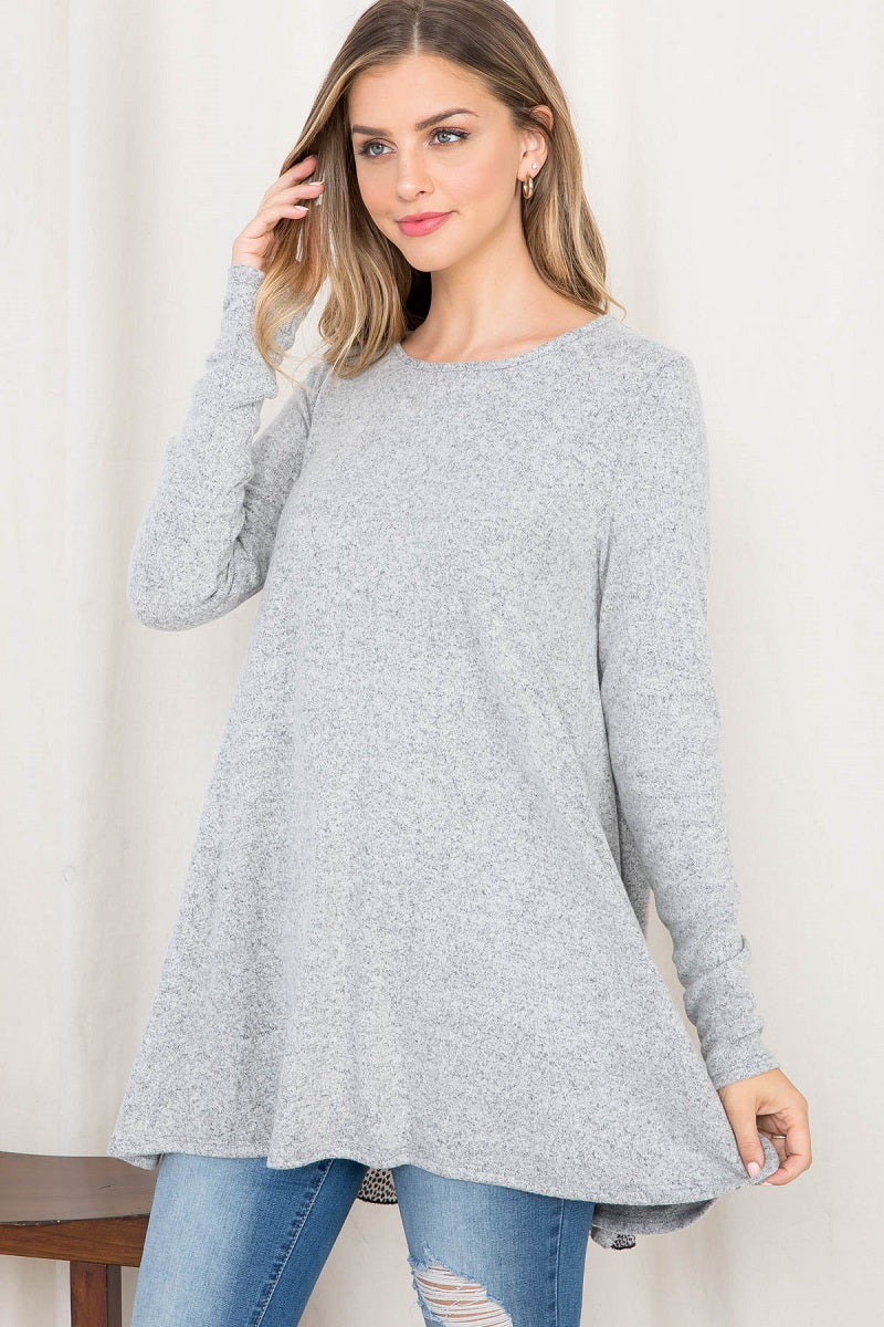 Long Sleeve A line contrast back natural top