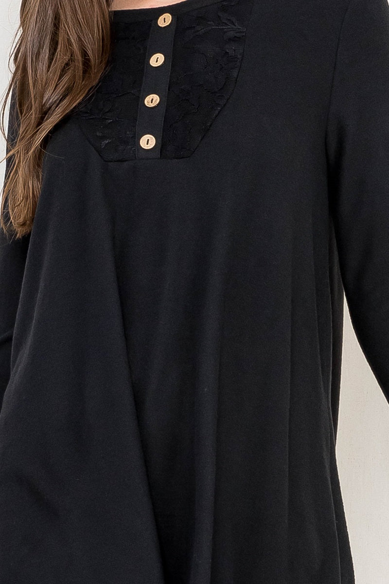 Long Sleeve lace front button top