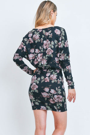 Long sleeve off shoulder flower dress