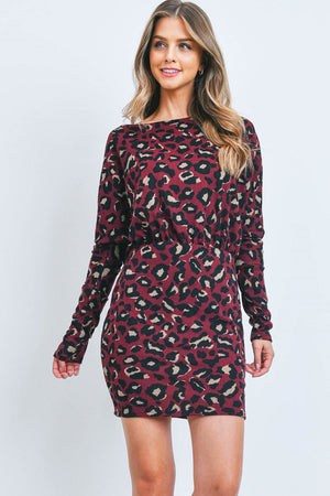 Long sleeve off shoulder animal dress