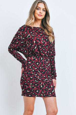 Long sleeve off shoulder animal dress