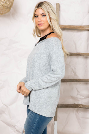 Long sleeve lace insert top