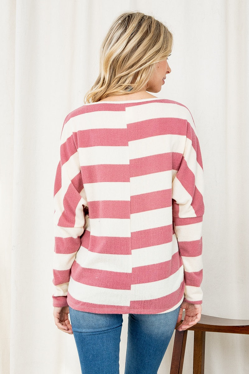 Long sleeve 2 inch stripe dolman top