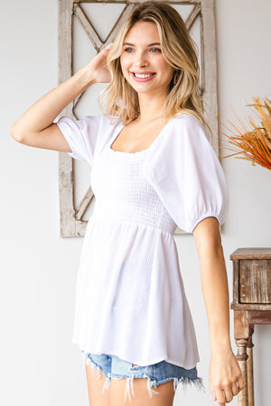 Short Sleeve Gauze smocking Emma top