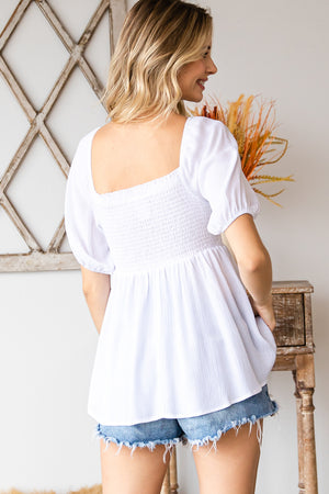 Short Sleeve Gauze smocking Emma top