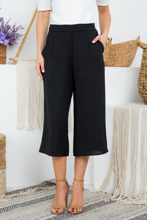 Gaucho woven pant black wide leg pant