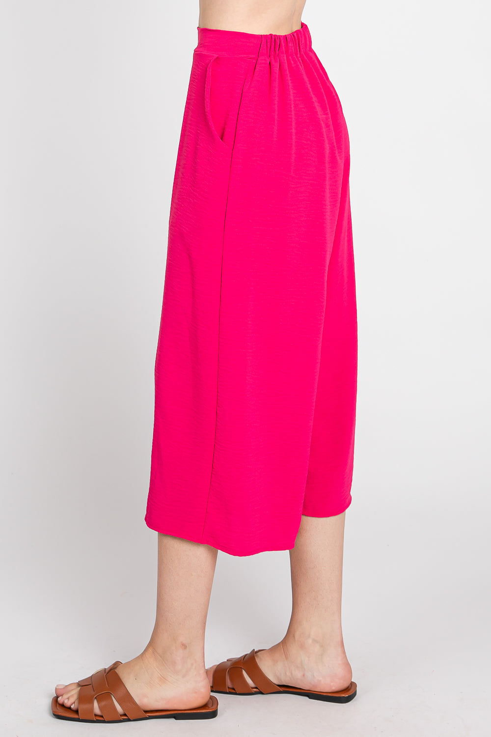 Gaucho woven pant fuchsia wide leg pant