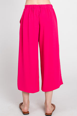 Gaucho woven pant fuchsia wide leg pant