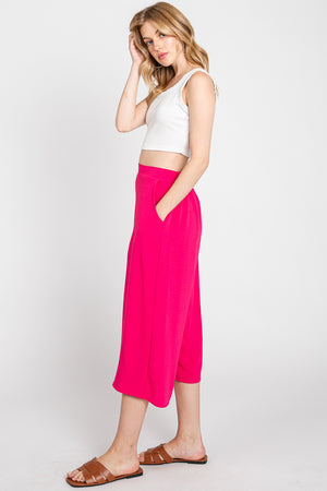 Gaucho woven pant fuchsia wide leg pant