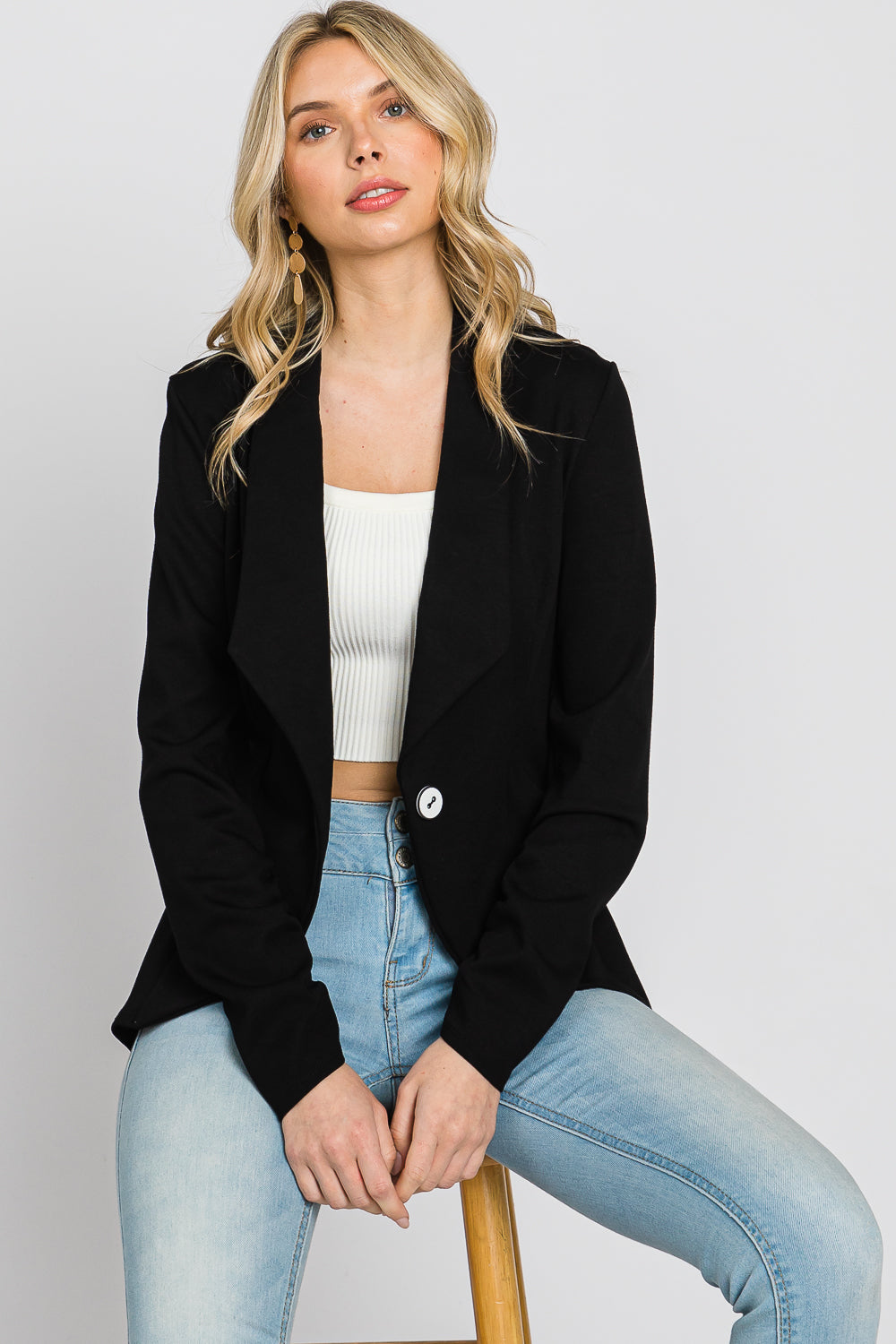 Long Sleeve button black Blazer