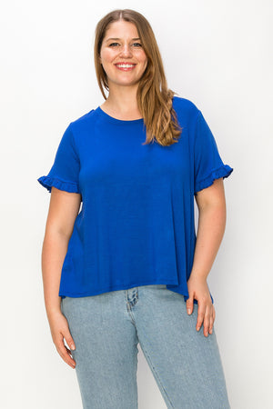 Plus size Flutter short sleeve round neck top