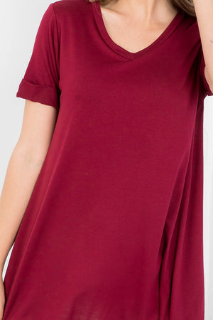 Short Sleeve Bra less top viscose tunic burgundy