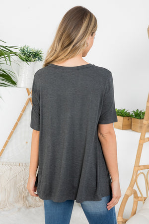 Short sleeve A line round neck top